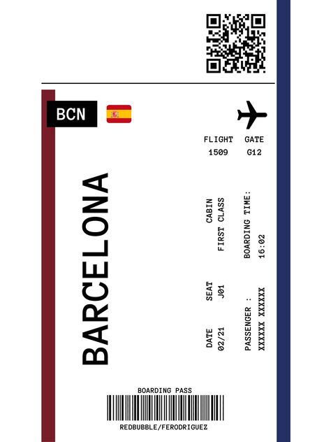 Plane ticket design to Barcelona Ticket Wallpaper, Plane Ticket Design, Manifesting Vision Board, Travel Tickets, Airport Design, Plane Ticket, Vision Board Goals, Ticket Design, Airplane Tickets