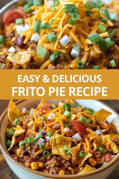 Best Frito Chili Pie Recipe, Fritos Pie Recipe, Frito Pie Casserole Easy, Best Frito Pie Recipe, Frito Boats Recipes, Frito Pie Recipe With Canned Chili, Frito Pie Recipe Easy, Frito Taco Pie, Fritos Recipe