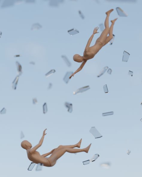 Falling Pose Blender 3D Render Floating Art Pose, Falling Figure Reference, Man Falling Pose Reference, Falling Pose Reference Perspective, Falling Head First Pose, Free Falling Pose, Anime Falling Pose Reference, Falling Reaching Out Pose Reference, People Falling Reference