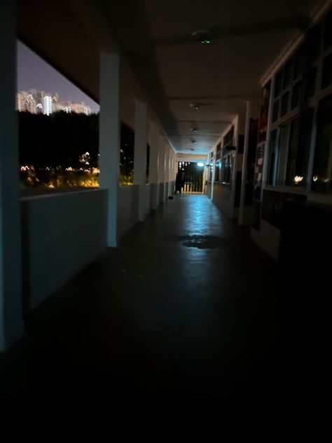 Late Night School Aesthetic, High School Aesthetic Dark, School Night Aesthetic, Dark School Hallway, School At Night Aesthetic, School Liminal Space, Boarding School Aesthetic Dark, Night School Aesthetic, School Dark Aesthetic