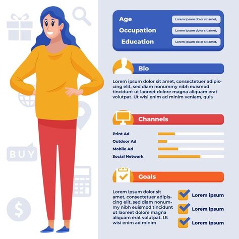 Flat design buyer persona infographics w... | Free Vector #Freepik #freevector #infographic Buyer Persona, Social Media Infographic, Photos Of Women, Inbound Marketing, Man Photo, Print Ads, Flat Design, Blockchain, Social Network