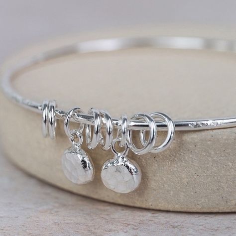 Sterling Silver Nugget Charm Bangle Bangles With Charms, Handmade Silver Jewellery, Silver Jewelry Design, Jewellery Silver, Sterling Silver Bangle, Sterling Silver Jewellery, Classy Jewelry, Jewelry Lookbook, Silver Jewelry Handmade