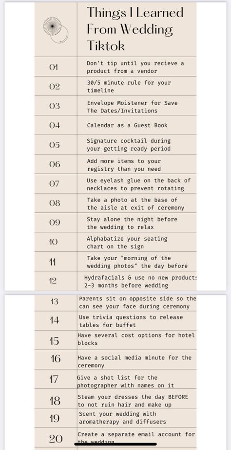 Wedding Do And Donts, Wedding Decorations List, Wedding Diet 1 Year, Wedding This Or That, Wedding Decorations Checklist, Everything You Need For A Wedding, This Or That Wedding Edition, Wedding No Bridal Party, Wedding Sign Checklist