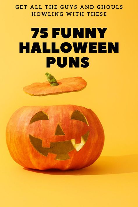 75 Funny Halloween Jokes and Costume Puns That'll Get All the Guys and Ghouls Howling #halloween #halloweenjokes #jokes #halloweenpuns https://parade.com/1059333/marynliles/halloween-puns/ Halloween Puns Funny, Dessert Puns, Doctor Puns, Puns For Kids, Funny Puns For Kids, Funny Halloween Jokes, Chicken Jokes, Halloween Costume Puns, Halloween Puns