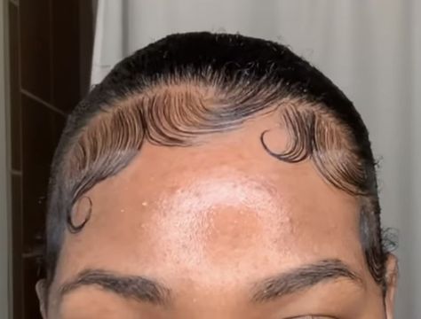 Ponytail Edges Hairstyles, Aesthetic Edges Hair, Edges On Ponytail, Edges Hairstyles Ponytail, Edges With Curly Hair Down, Long Edges Hairstyles, Slick Back Bun With Dramatic Edges, Two Buns With Edges, Different Edges Styles For Braids