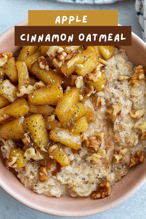 Delicious Apple Cinnamon Oatmeal is filled with cozy spices and topped with caramelized bites of tender apples. This easy apple oatmeal is naturally sweetened and makes the perfect breakfast for transitioning from summer to fall! Add nuts for the ultimate treat! Pancakes Oatmeal, Steel Cut Oats Recipe, Apple Pie Oatmeal, Brown Sugar Oatmeal, Oatmeal Toppings, Healthy Oatmeal Recipes, Cinnamon Breakfast, Apple Cinnamon Oatmeal, Apple Breakfast