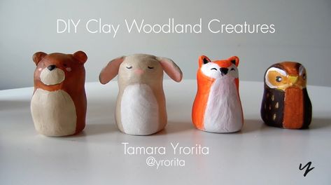 Air Dry Clay Woodland Animals, Clay Forest Scene, Clay Woodland Creatures, Woodland Pottery, Forest Animal Crafts, Homeschool Art Projects, Autumn Animals, Circular Art, Kids Clay