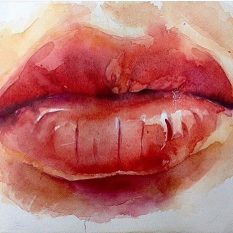 Lips Painting, Learn Watercolor Painting, Watercolor Blog, Diy Abstract Canvas Art, Learn Watercolor, Watercolor Paintings For Beginners, Identity Art, Easy Watercolor, Anatomy Art