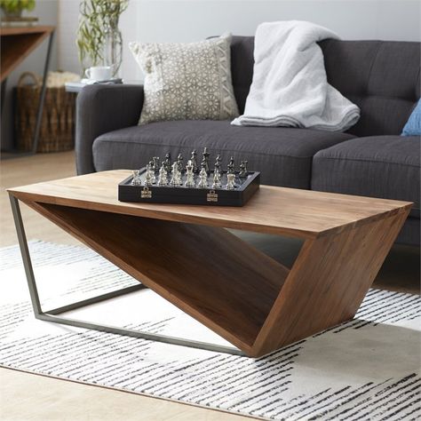 Display As Accent Or Coffee Table In Your Living Or Dining Room, Hallways Or Entryways. Ideal Decor That Works Best In Contemporary Themed Homes.Features : Crafted in a contemporary style that fits great in most homes; This rectangular coffee table is a marriage of wood and iron; It highlights a mahogany brown wood finish and coal black metal finish. Specifications : Product Dimensions : 16.25""H x 23.75""W x 45.38""D; Product Weight : 77.5 lbs. Triangular Table, Geometric Coffee Table, Rectangular Living Rooms, Modern Wood Coffee Table, Mahogany Brown, Coffee Table Rectangle, Contemporary Coffee Table, Sofa End Tables, Metal Coffee Table