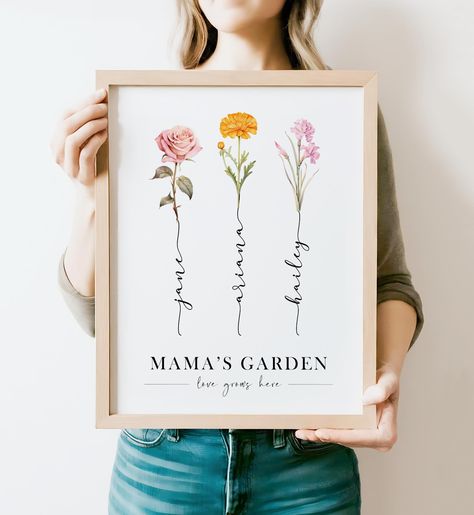 Grandma's Garden Birth Flower Sign Personalized Gift for Grandma Family Birth Flower Bouquet with Grandkids Names Personalized Printable PDF Nanas Garden Signs, Grandmas Garden Birth Flowers, Grandmas Garden Sign, Family Birth Flower Bouquet, Grandma Garden, Birth Flower Bouquet, Flower Sign, Poppy Garden, Grandma's Garden