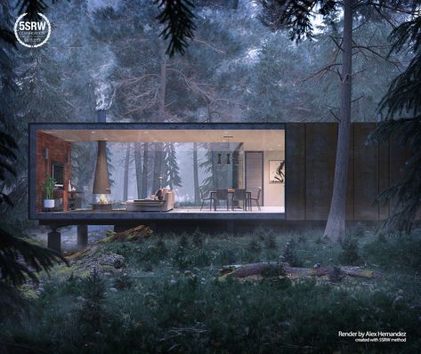 House in the Forest – Alex Hernandez with 5SRW House In The Forest, A Cabin In The Woods, Forest Cabin, House In Nature, A Cabin, Container House Design, Small Cabin, Cabin In The Woods, Modern Cabin