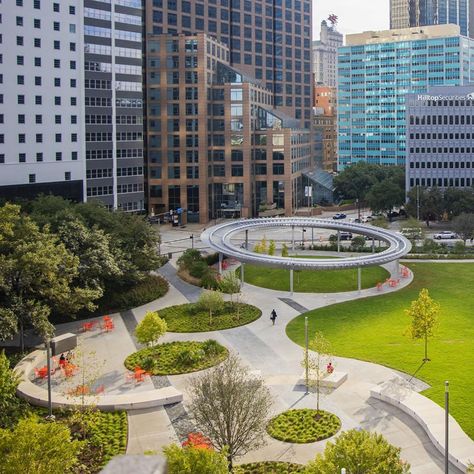 SWA on Instagram: “Pacific Plaza opens! SWA designed this new 3.7-acre park in the heart of downtown Dallas. According to the city’s park director, Willis…” Landscape Development, Community Park Design, Public Park Design, Plaza Design, Industrial Landscape, Unique Bedroom Design, Urban Landscape Design, Park Design, Pavilion Design