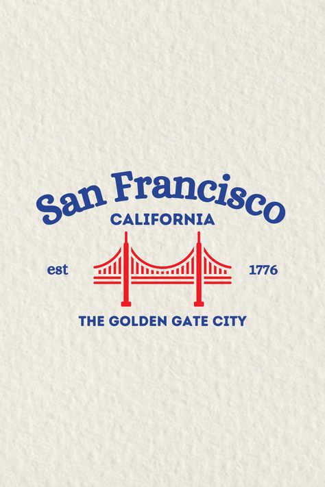 #sanfrancisco #design #aesthetic #vintage #clothing #california #trendy Americana Design Inspiration, American Graphic Design, California Graphic Design, California Poster Aesthetic, California Graphic, San Francisco Aesthetic Poster, San Francisco Graphic Design, Vintage San Francisco, Vintage Nautical Branding