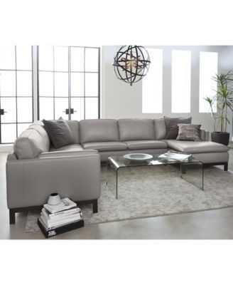 Grey Leather Sofa Living Room, Grey Leather Couch, Grey Leather Sectional, Leather Sofa Living, Leather Couch Sectional, Macy Furniture, Leather Chaise Sectional, Leather Couches Living Room, Grey Leather Sofa