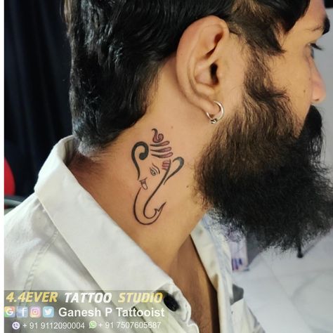 Ganpati Tattoo, Bikes Stickers, Neck Tattoo Design, Tattoo On Neck, Hindu Tattoos, Back Piece Tattoo, Om Tattoo, Desktop Background Pictures, Stickers Design