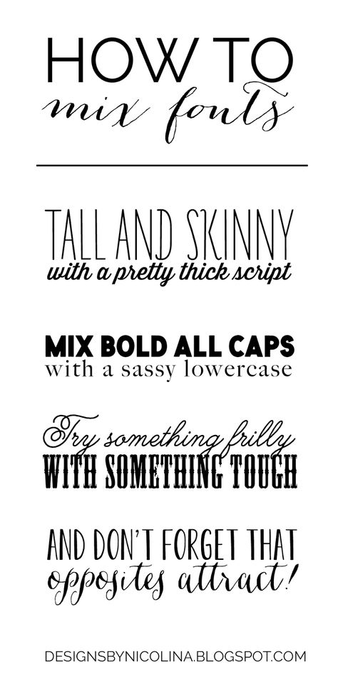 TIP TUESDAY #29 // How to mix fonts - designs by nicolina Mix Fonts, Alfabet Font, Inkscape Tutorials, Alfabet Letters, How To Mix, Cricut Fonts, Digital Scrapbook Paper, Brand Board, Website Design Inspiration