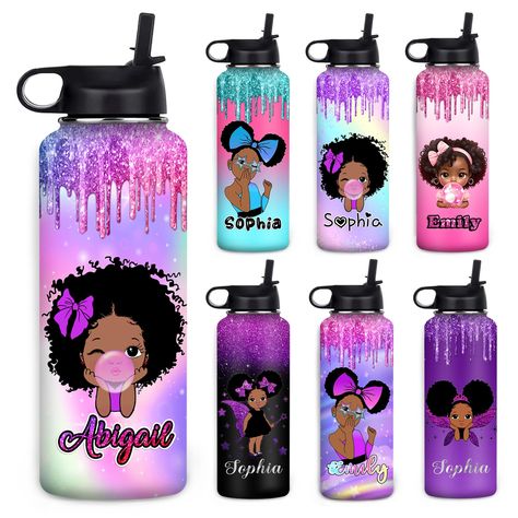 PRICES MAY VARY. Choose from customizable water bottles in 18/32 oz and click “Customize” to choose from our fun and beautiful designs that allow you to easily customize your own water bottle. A water bottle personalized with name/text will be everyone's favorite, whether it is School, Christmas, Birthday, Anniversary, Valentine's Day gift for family and friends or personal use, it is a good choice. Use this stainless steel water bottle with name instead of your plastic water bottle, which is no Customized Water Bottles, Customised Water Bottles, School Water Bottles, Diy Tumbler, Cute Water Bottles, School Holiday, Learning Time, Cup Ideas, Princess Baby