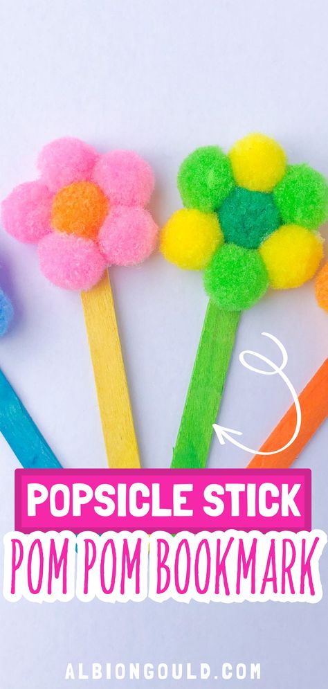 This easy popsicle stick pom pom bookmark is a great craft because kids won’t need help with it and it has the added bonus of being a usable bookmark for their summer reading. Here’s how to make these super cute bookmarks! Pom Pom Bookmark, Bookmarks Diy Kids, Easy Popsicles, Homemade Bookmarks, Babysitting Crafts, April Crafts, Marker Crafts, Fun Classroom Activities, Bookmark Craft