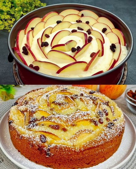 This Apple Cream Cake is a delightful dessert that combines the flavors of fresh apples, creamy custard, and a tender cake base. The cake is perfect for any occasion, whether ... Read more Raisin Cake, Apple Cream, Stanley Tucci, Jamie Oliver Recipes, Apple Pies, Grandmas Recipes, Moist Cakes, Apple Cake, Jamie Oliver