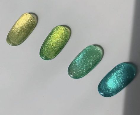 Light Green Cat Eye Nails, Short Nail Arts, Green Cat Eye Nails, Coffin Nail Art, Nail Art Paint, Nail Art Inspo, Blue Gel Nails, Makeup Nails Art, Short Nails Art