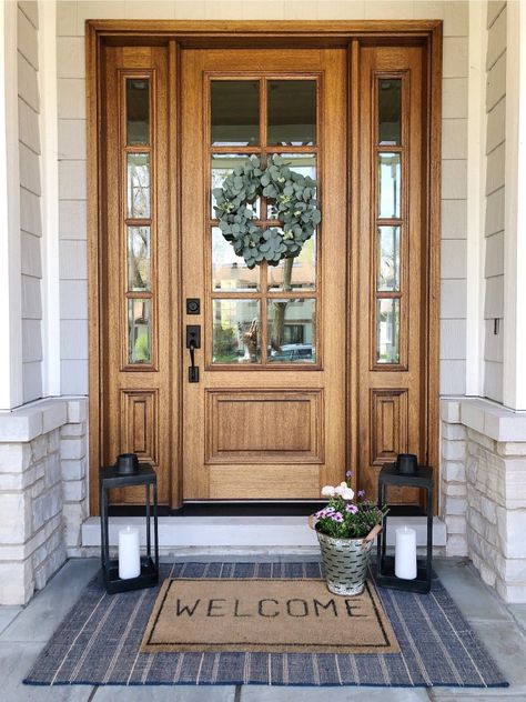 Front Porch Chairs, Life On Cedar Lane, Porch Life, Porch Chairs, Brick Exterior House, Fall Front Porch, Front Door Design, Decor Buy, Door Ideas