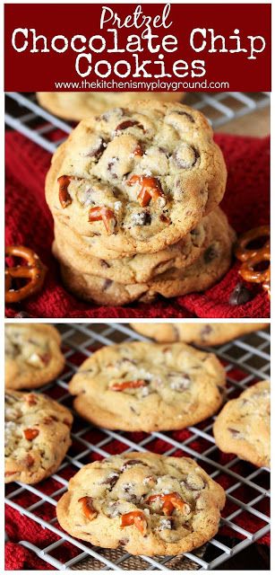 Chocolate Pretzel Cookies, Pretzel Chocolate Chip Cookies, Chocolate Chip Marshmallow, The Kitchen Is My Playground, Pretzel Chocolate, Amazing Cookie Recipes, Pretzel Cookies, Flourless Peanut Butter Cookies, Caramel Pretzels