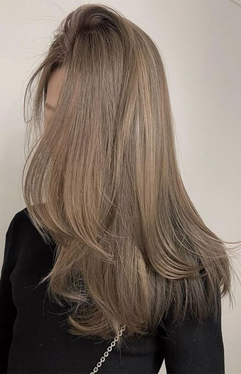 Light Brown Hazel Hair, Cool Brown Hair Light, Muted Neutral Brown Hair, Ash Brown Medium Hair, Ash Brown Layered Hair, Medium To Dark Blonde Hair, Light Hazel Hair, Full Color Light Brown Hair, Light Beige Brown Hair Color