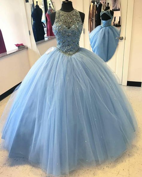 Junior Prom Dress, Sky Blue Prom Dress, Beaded Ball Gown, Blue Sweet 16, Junior Prom, Blue Ball Gowns, Dream Prom, Beaded Ball, Junior Prom Dresses