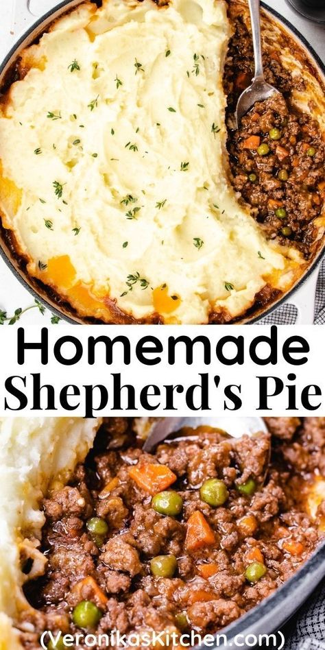 Shepherd's pie in a white pot with a spoon. Wine Gravy, Red Wine Gravy, Beef Potatoes, Shepherds Pie Recipe, Winter Dinner Recipes, Favorite Recipes Dinner, Ground Lamb, Fall Dinner Recipes, Shepherd's Pie