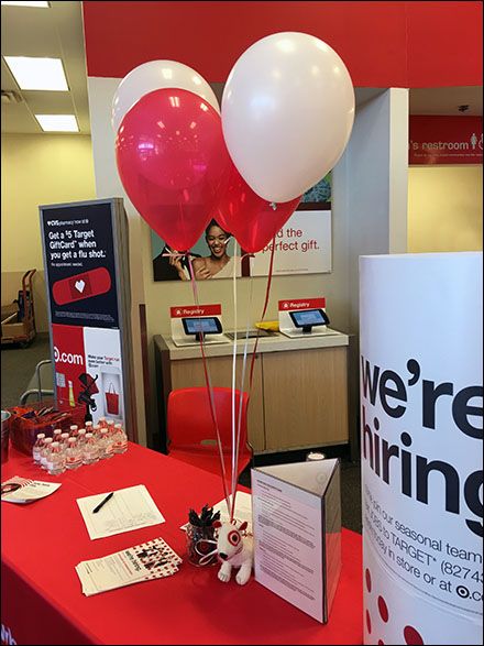 Bullseye Branded Balloon Anchor in Hiring Fun Hiring Table, Hiring Event Ideas, Recruitment Table Display, Balloon Decorations For Shop Opening, Heritage Table, Now Hiring Sign, We’re Hiring Graphic, Table Display, Kiosk