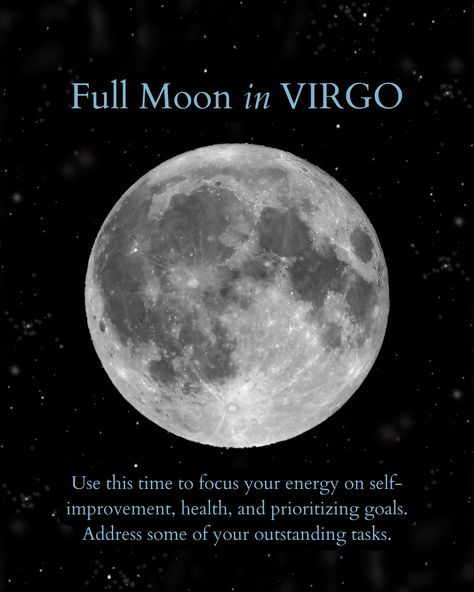 Full Moon in Virgo : use this time to focus your energy on self-improvement, health, and prioritizing goals. Address some of your outstanding tasks. Follow for more Witchin' Studies 🌝 Moon Mantra, Virgo Full Moon, Full Moon In Virgo, Moon In Virgo, Spell Books, Witch Spirituality, Virgo Moon, Witchcraft Spell Books, Witch Spell Book