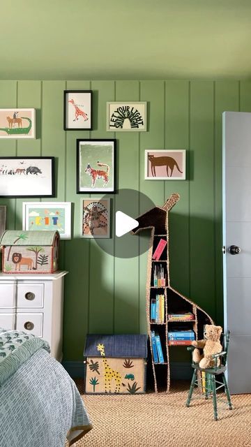 One of our favourite ‘big kid’ bedrooms using Farrow & Ball’s FollyGreen, by Megan of @kitandco_.  Featuring a Moppet folk-art-painted vintage doll’s chair 🪑 🤗 Toddler Bedroom Green, Green Bedroom Kids, Green Kids Bedroom, Green Kids Room, Boys Bedroom Green, Green Bedroom Paint, Green Kids Rooms, Kid Bedrooms, Big Boy Bedrooms