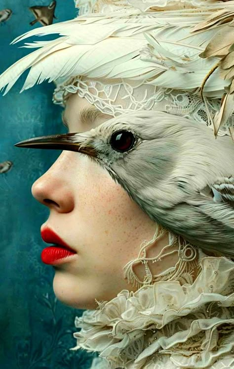 Bird Woman, Bird Head, Wow Art, Foto Art, Iron Art, Pics Art, Surreal Art, Art Plastique, Face Art