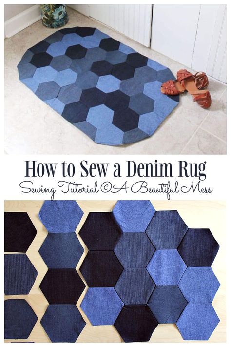 Bathroom Sewing Ideas, Denim Rug, Sewing Jeans, Sew Sweetness, Fabric Sewing Patterns, Rug Patterns, Crochet Rug Patterns, Trendy Sewing, Recycle Jeans