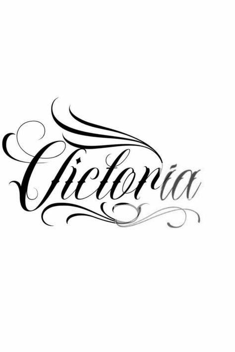 Victoria In Cursive, Victoria Name Design, Victoria Name Tattoo, Tattoo Nombres, Victoria Tattoo, Victoria Name, Chicano Lettering, Tattoo Lettering Fonts, Chest Tattoo Men