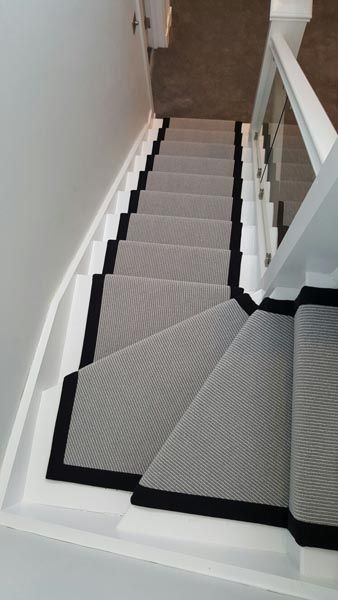 Stair Carpet To Wood #staircarpetdesign #staircasedesign Grey Carpet Runner, Gray Stair Runner, Stairs Carpet, Stairs Runner, Carpet Diy, Carpet Staircase, Gray Stairs, Stair Ideas, Black Stairs