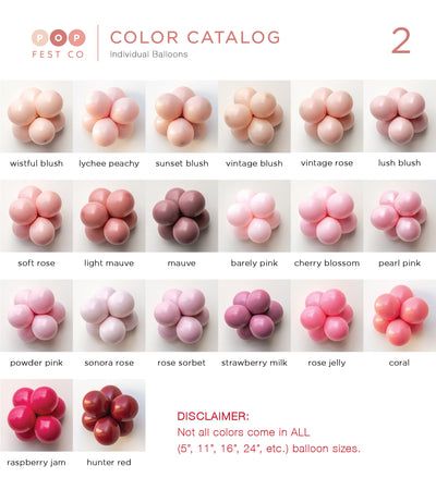 Double Stuffed Balloons Color Chart, Double Stuffed Pink Balloons, Qualatex Balloon Colors, Double Stuffed Balloon Color Chart, Balloon Catalog, Blush Balloon Garland, Balloon Tips, 12 Balloons, Balloons Art