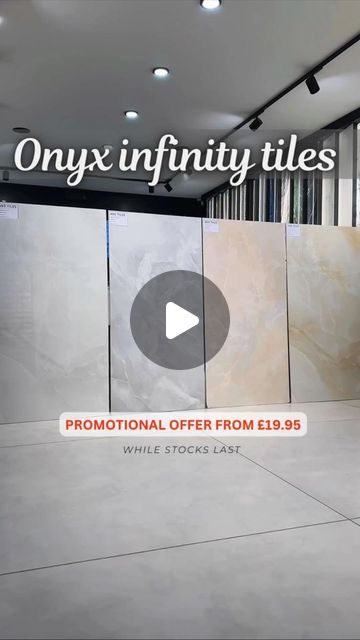 NSG Tiles | Outlet on Instagram: "🚨 Promotional offer starting from £19.95 ❗️

Onyx Infinity Tiles ☁️♾️❄️

These stunning statement tiles come in 4 colour ways + 4 different sizes

60 × 30cm
60 × 60cm
60 × 120cm
80 × 80cm

In stock and ready for delivery while stocks last! 

#onyxdreams #ony× #onyxtile #onyxtilestudio #onyxstone #onyxporcelain #londontile #londontileshowroom #onyxtiles #tileoutlet" Onyx Tile, Statement Tiles, Tile Showroom, Colour Ways, Onyx Stone, Onyx, Promotion, Outlet, Instagram