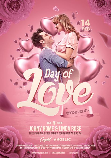 Valentines Day Flyer Template on Behance Valentine Advertising, Valentines Day Creative, Valentines Day Posters, Valentine Posters, Valentines Poster Design, Valentines Day Ads, Poster Valentine, Valentines Day Poster Design, Valentine Poster Design Creative