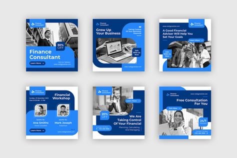 Finance Consultant, Indesign Portfolio Template, Indesign Portfolio, Banner Design Layout, Social Media Branding Design, Portfolio Template Design, Collateral Design, Social Media Poster, Social Media Design Inspiration