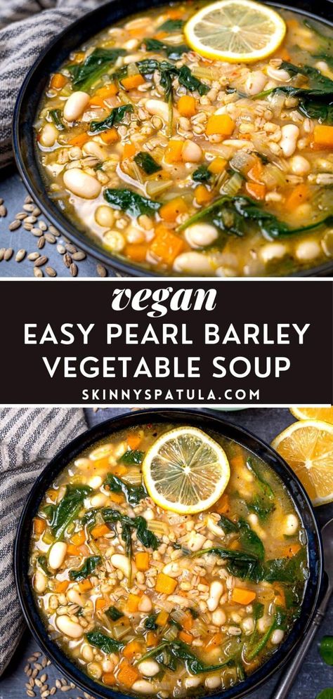 Soup With Vegetables, Vegetable Barley Soup, Barley Recipe, Italian Herbs, Barley Soup, Vegan Soup Recipes, Vegan Soups, Soup And Stew, Vegetarian Soup