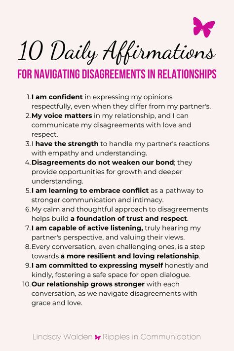 Strengthen your relationship with these 10 powerful affirmations. Perfect for navigating disagreements and fostering understanding with your partner. Dive into my latest blog for more insights on communicating with love and respect. #RelationshipAffirmations #HealthyCommunication Gaslighting In Relationships, 10 Affirmations, How To Communicate Better, Rebuilding Trust, Gratitude Challenge, Communication Relationship, Relationship Blogs, Relationship Struggles, Relationship Problems