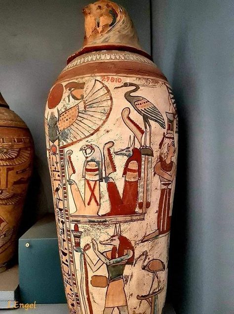 Egyptian Vase, Cartouche Necklace, Canopic Jars, Ancient Egyptian Artifacts, Egyptian Museum, Egyptian Artifacts, Ancient Egypt Art, Old Egypt, Ancient Pottery