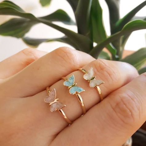 Hand Jewelry Rings, Dainty Butterfly, Color Minimalist, Lotus Ring, Butterfly Ring, Butterfly Jewelry, Enamel Ring, Ring Stacking, Minimalist Ring