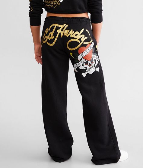 Edy Hardy Y2K Skull Pant - Women's Pants in Black | Buckle Ed Hardy Sweatpants, Skull Pant, Ed Hardy Outfit, Ed Hardy Y2k, Skull Pants, Y2k Sweatpants, Y2k Skull, Pant For Women, Clothing Pieces