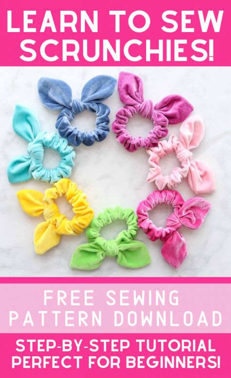 Sweet Red Poppy, How To Make Scrunchies, Daily Crafts, Diy Hair Scrunchies, Scrunchies Diy, Sew Projects, Crochet Bows, Diy Gifts For Kids, Free Sewing Pattern