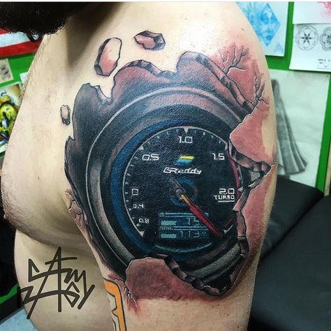 #boosttattoo #boost #turbo #turbotattoo #boostgauge #boostgaugetattoo #gaugetattoo #skinrip #greddy #greddytattoo Boost Gauge Tattoo, Turbo Tattoo, Car Gauges, Tattoo Work, Forearm Tattoo, I Tattoo, Tattoo Ideas, Tattoos, Quick Saves