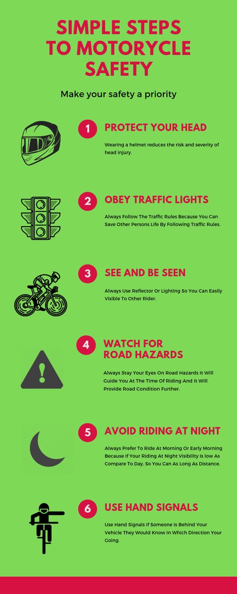 Make your safety a priority by using following steps:-  1.While riding always wear a helmet. 2.Always follow the traffic rules. 3.While riding use reflector. 4.Look out road hazards. 5.Ride in the morning instead of riding in nights. 6.While riding use hand signals. Follow Traffic Rules Poster, Wear Helmet Poster Safety, Traffic Rules Poster Drawing, Road Safety Poster, Sport Safety, Traffic Rules, Motorcycle Safety, Lit Meaning, Hand Signals