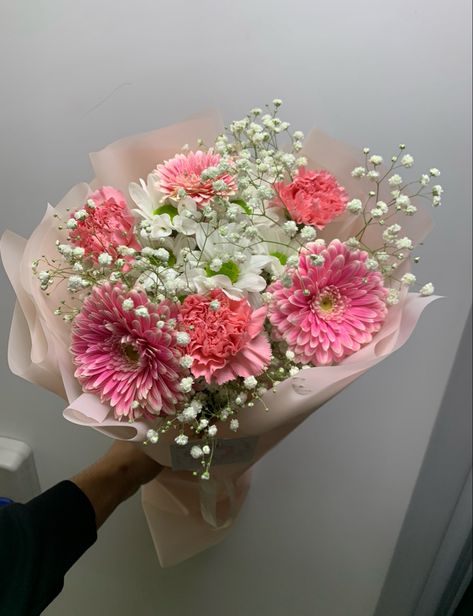 Gypsophila, gerbera, chrysanthemum, dianthus Flowers For Mom Bouquets, Flower Bouquet Chrysanthemum, Chrysanthemum Flower Bouquets, Chrysanthemum Flower Bouquet, Chrysanthemums Bouquet, Hoco Bouquet, Gerbera Wedding, Gerbera Daisy Bouquet, Gerbera Bouquet