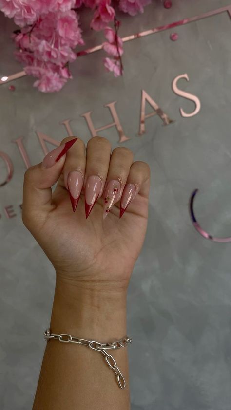 Cherry Inspired Nails, Cherries Nails, Nails Lace, Long Red Nails, Wow Nails, Vintage Nails, Cherry Nails, Ombre Acrylic Nails, Nails Now